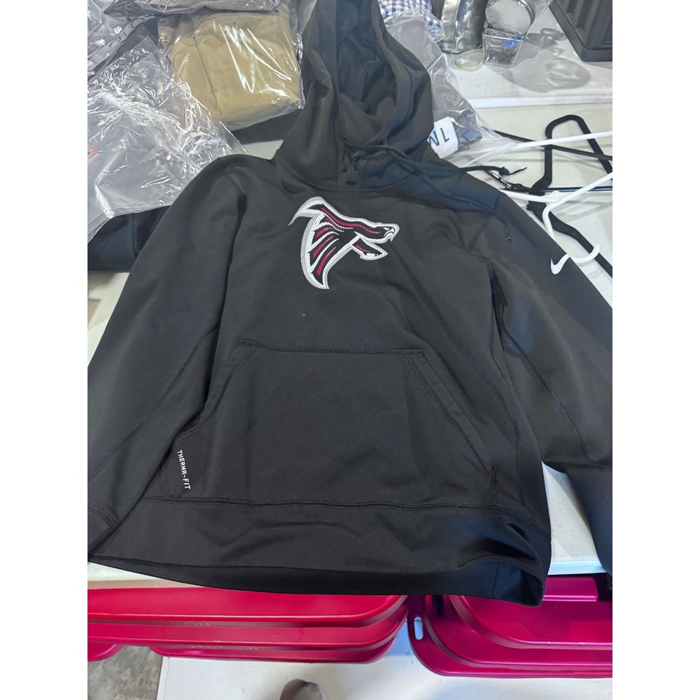 Nike Atlanta Falcons Therma-FIT Hoodie Mens Small Black Pullover Sweatshirt